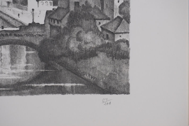Gaston BALANDE : Cathédrales, Strasbourg, Lithographie originale signée