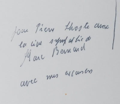 Marc BERNARD : L'arbre bleu, Autographe et dessin original signé