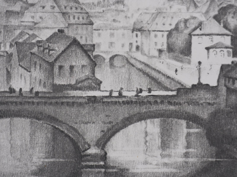 Gaston BALANDE : Cathédrales, Strasbourg, Lithographie originale signée