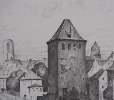 Gaston BALANDE : Cathédrales, Strasbourg, Lithographie originale signée