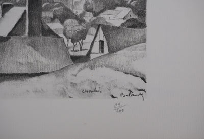 Gaston BALANDE : Cathédrales, Chartres, Lithographie originale signée