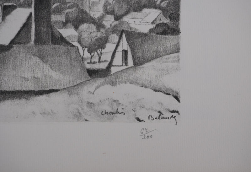 Gaston BALANDE : Cathédrales, Chartres, Lithographie originale signée