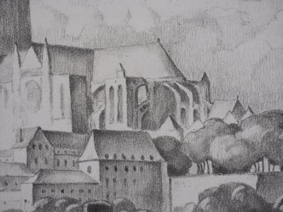 Gaston BALANDE : Cathédrales, Chartres, Lithographie originale signée