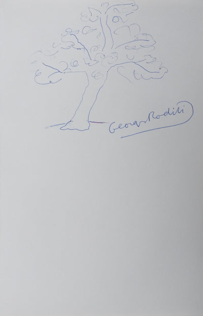 Georges RODITI : L'arbre en fleurs, Autographe et dessin original signé