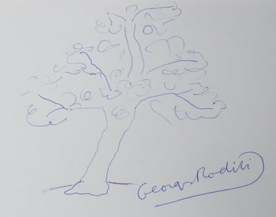Georges RODITI : L'arbre en fleurs, Autographe et dessin original signé