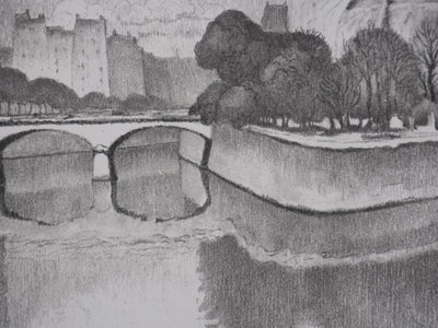 Gaston BALANDE : Cathédrales, Notre Dame de Paris, Lithographie originale signée