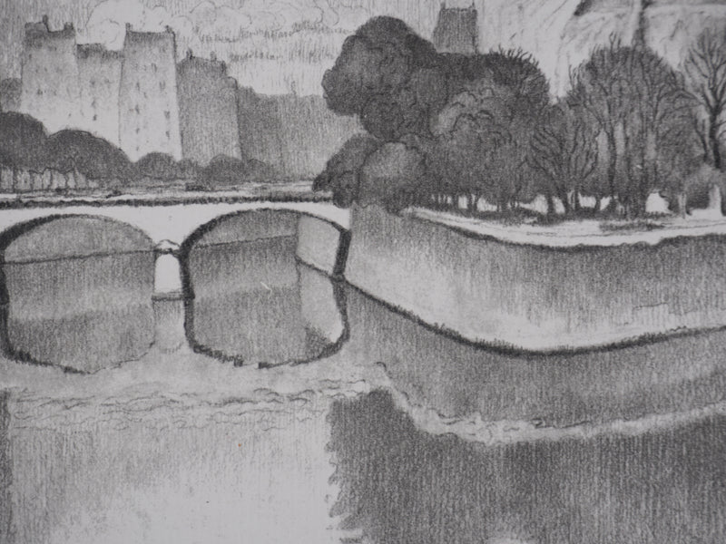 Gaston BALANDE : Cathédrales, Notre Dame de Paris, Lithographie originale signée