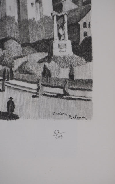 Gaston BALANDE : Cathédrales, Rodez, Lithographie originale signée