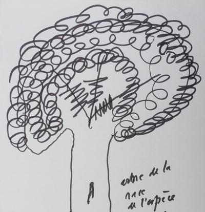 Georges BORGEAUD : L'arbre aux feuilles, Autographe et dessin original signé