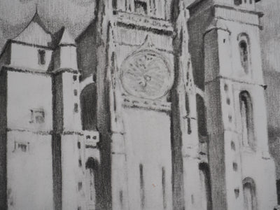 Gaston BALANDE : Cathédrales, Rodez, Lithographie originale signée