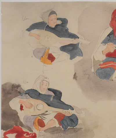 Eugène DELACROIX (d'après) : Les musiciens, Lithographie signée