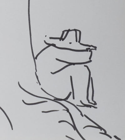 Pierre BONCOMPAIN : L'homme sous l'arbre, Dessin original signé