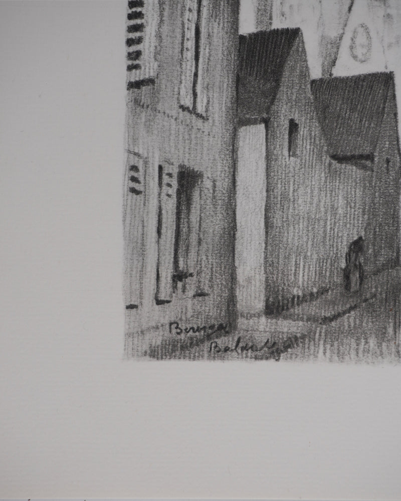 Gaston BALANDE : Cathédrales, Bourges, Lithographie originale signée