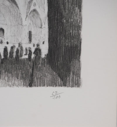 Gaston BALANDE : Cathédrales, Bourges, Lithographie originale signée