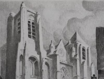 Gaston BALANDE : Cathédrales, Bourges, Lithographie originale signée