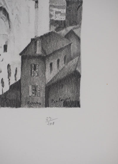 Gaston BALANDE : Cathédrales, Reims, Lithographie originale signée