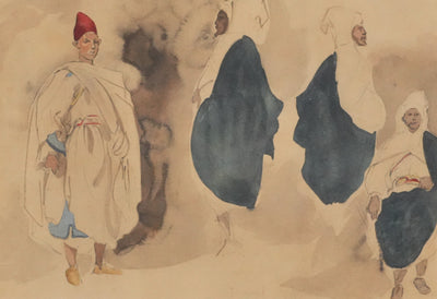 Eugène DELACROIX (d'après) : Silhouettes marocaines, Lithographie signée