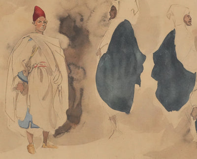 Eugène DELACROIX (d'après) : Silhouettes marocaines, Lithographie signée