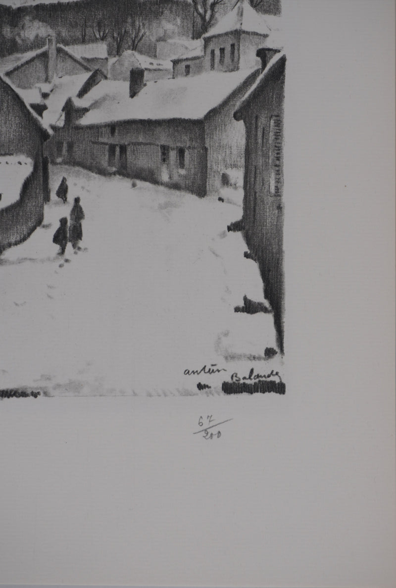 Gaston BALANDE : Cathédrales, Autun, Lithographie originale signée