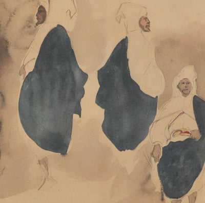 Eugène DELACROIX (d'après) : Silhouettes marocaines, Lithographie signée