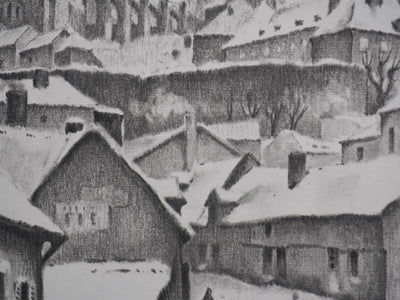 Gaston BALANDE : Cathédrales, Autun, Lithographie originale signée
