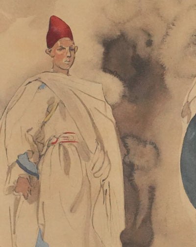 Eugène DELACROIX (d'après) : Silhouettes marocaines, Lithographie signée