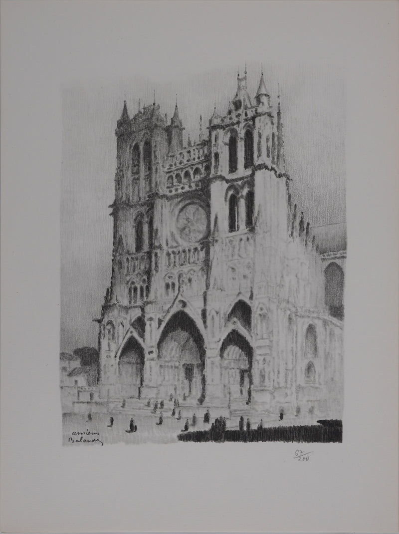 Gaston BALANDE : Cathédrales, Amiens, Lithographie originale signée