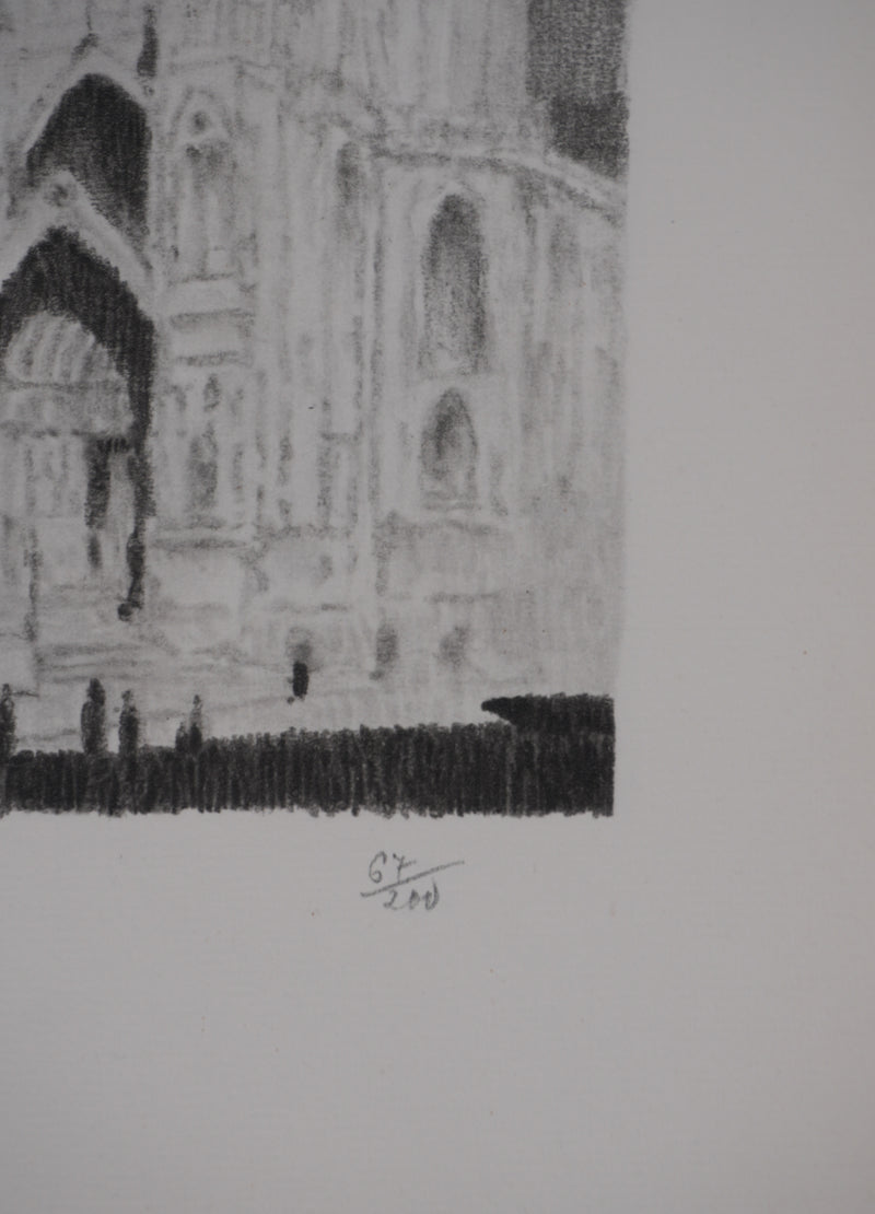 Gaston BALANDE : Cathédrales, Amiens, Lithographie originale signée