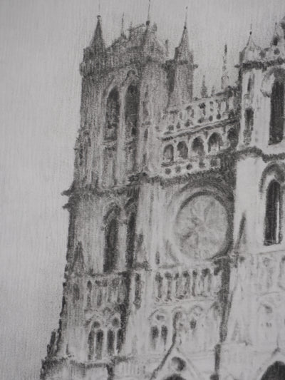 Gaston BALANDE : Cathédrales, Amiens, Lithographie originale signée