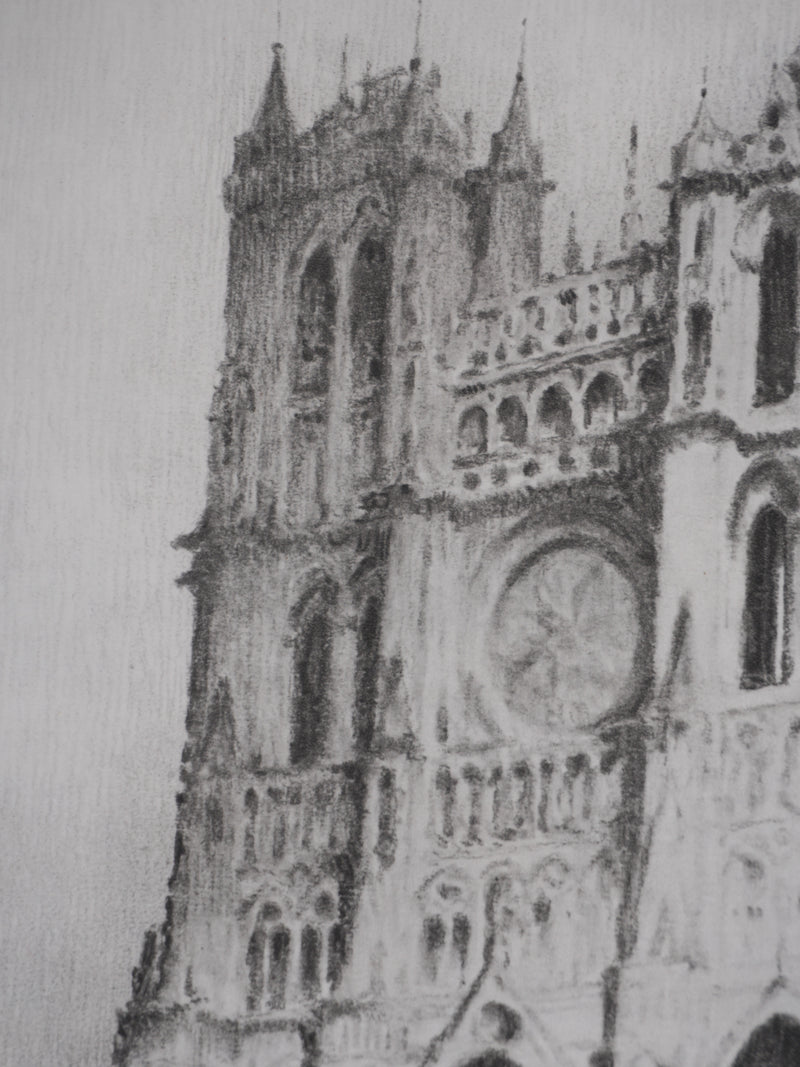 Gaston BALANDE : Cathédrales, Amiens, Lithographie originale signée