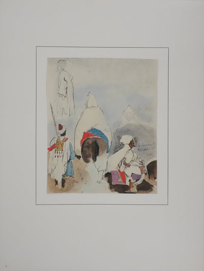 Eugène DELACROIX (d'après) : La traversée marocaine, Lithographie