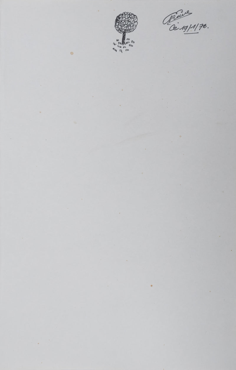Etienne ROUX : Le petit arbre, Autographe et dessin original signé