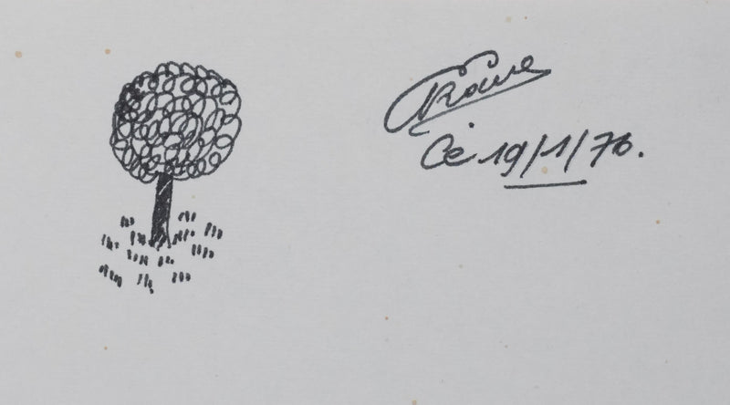 Etienne ROUX : Le petit arbre, Autographe et dessin original signé