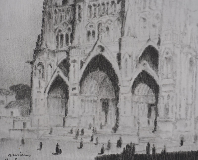 Gaston BALANDE : Cathédrales, Amiens, Lithographie originale signée