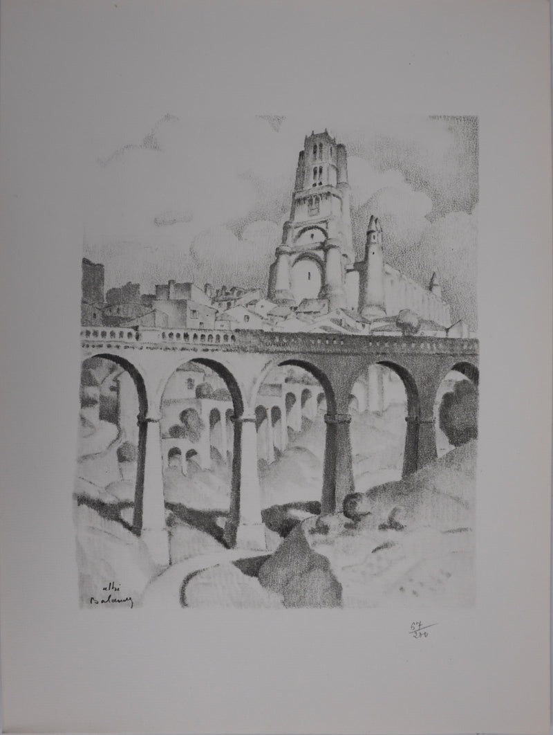 Gaston BALANDE : Cathédrales, Albi, Lithographie originale signée
