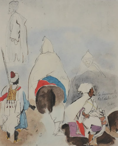 Eugène DELACROIX (d'après) : La traversée marocaine, Lithographie