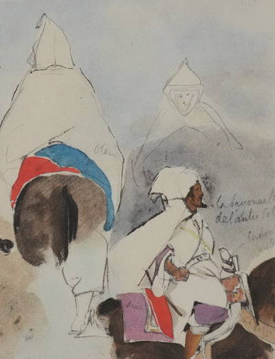 Eugène DELACROIX (d'après) : La traversée marocaine, Lithographie