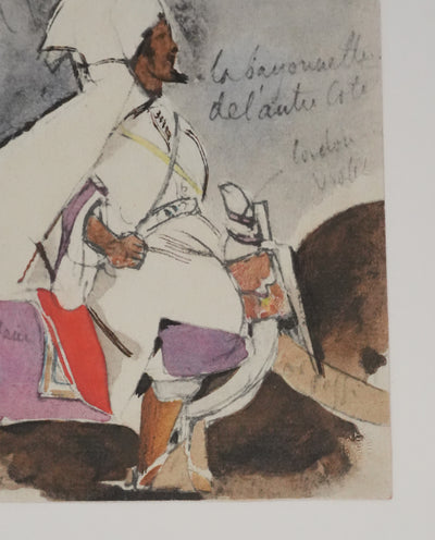 Eugène DELACROIX (d'après) : La traversée marocaine, Lithographie