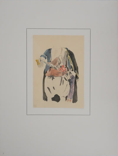 Eugène DELACROIX (d'après) : Le costume marocain, Lithographie signée