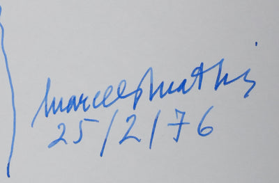 Marcello MATHIAS : L'arbre solitaire, Autographe et dessin original signé
