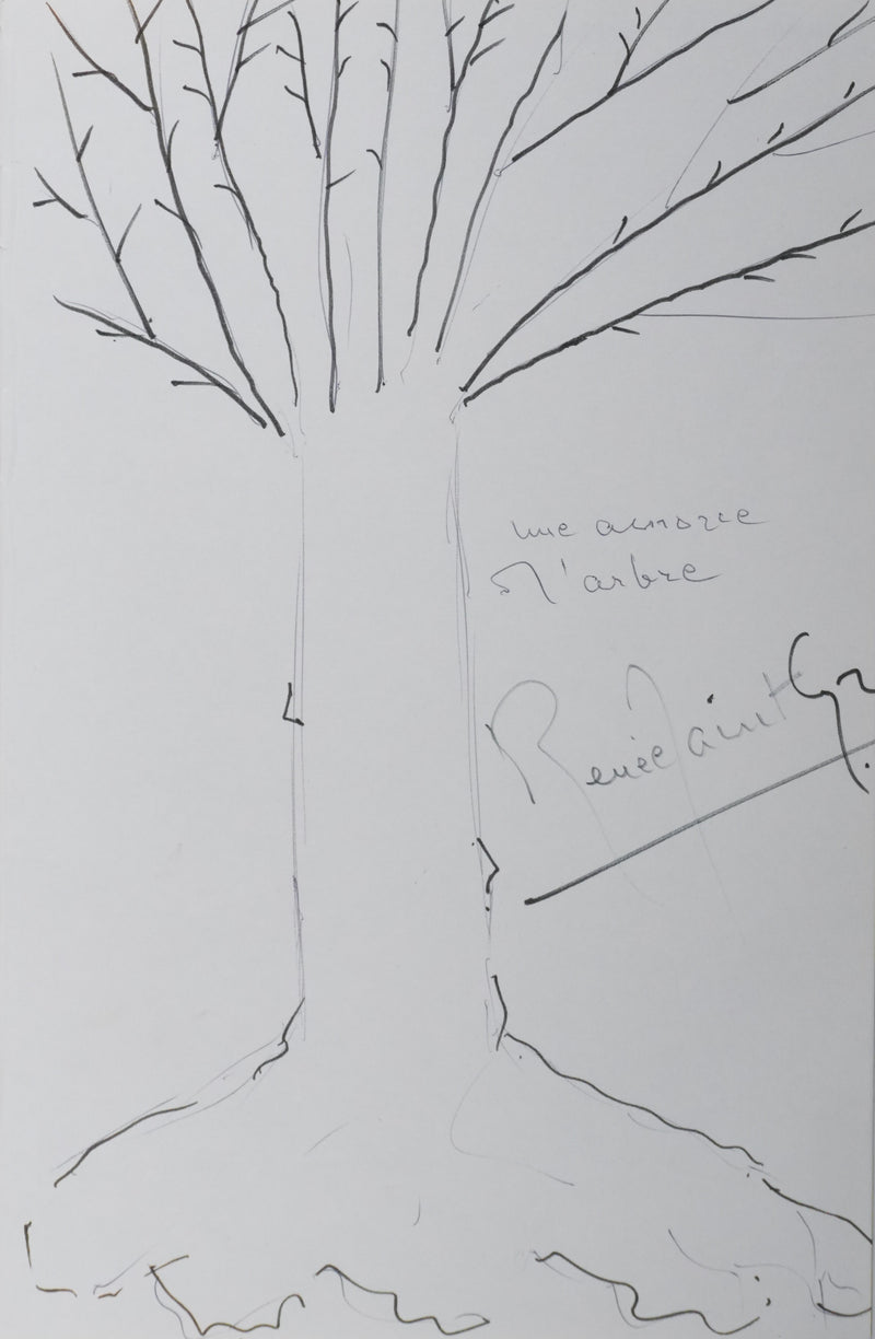 Renée SAINT-CYR : Le gros arbre, Autographe et dessin original signé