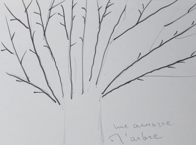 Renée SAINT-CYR : Le gros arbre, Autographe et dessin original signé