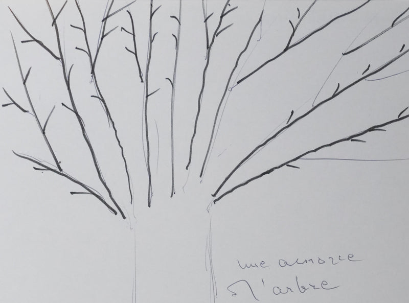 Renée SAINT-CYR : Le gros arbre, Autographe et dessin original signé