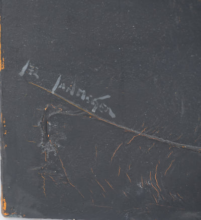 Jan MEIJER : Composition abstraite en noir et blanc, Huile sur toile signée