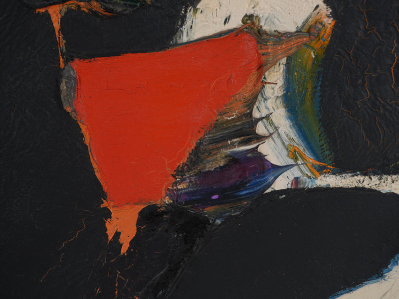 Jan MEIJER : Composition abstraite en noir et blanc, Huile sur toile signée