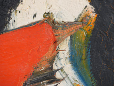 Jan MEIJER : Composition abstraite en noir et blanc, Huile sur toile signée