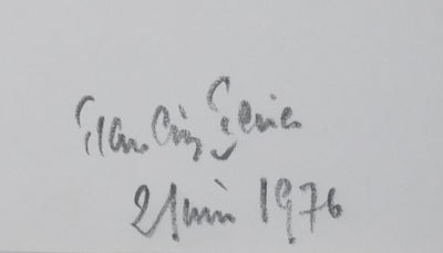 François PERIER : L'arbre en gris, Autographe et dessin original signé