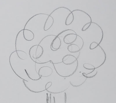 François PERIER : L'arbre en gris, Autographe et dessin original signé