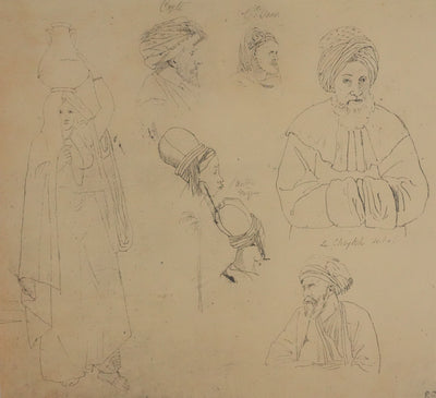 Eugène DELACROIX (d'après) : Silhouettes, Lithographie signée