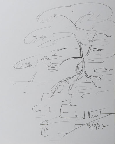 Jean-Pierre VERNANT : L'arbre dans le vent, Autographe et dessin original signé